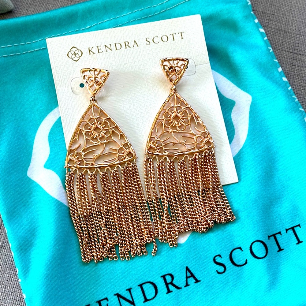 Kendra Scott fringe floral earrings rose gold